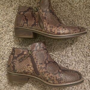 Faux snake print boots